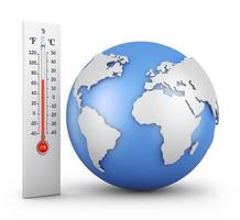 Thermometer und Globus foto