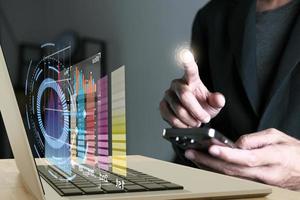 finger druckknopf business ai finanzanalyse grafik bildschirm und wirtschaftswachstum big data konzept tech dashboard technologie digitale weltwirtschaft netzwerk marketing verbindung metaverse 3d foto