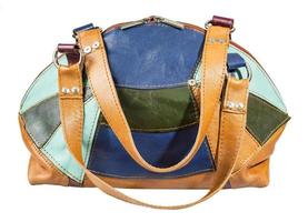 geschlossene mehrfarbige Handtasche aus Patchwork-Leder foto