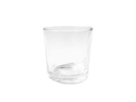 ein kleines Glas auf weißem Hintergrund mit Beschneidungspfad foto