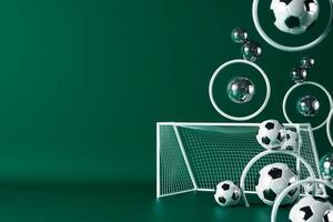 Fußballkugelobjekt, Sportballdesign, Fußballelementkonzept, 3D-Illustration, abstrakte Fußballtechnologie, mobiler Smartphone-Bildschirm, grüne Rasenfläche, Online-Sport live, Casino-Sportgeschäft foto