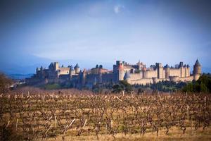 Blick auf Schloss Carcassonne in Languedoc-Rosellon, Frankreich foto