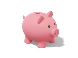 Rosa Sparschwein auf weißem Hintergrund. Symbol für die Anhäufung von Ersparnissen. 3D-Rendering. foto