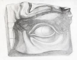 Akademisches Zeichnen - handgezeichnetes männliches Auge in voller Größe foto