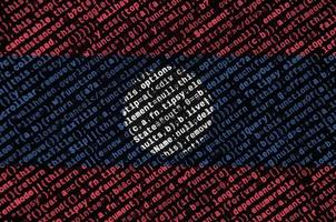 laos flag wird auf dem bildschirm mit dem programmcode dargestellt. das konzept der modernen technologie und standortentwicklung foto