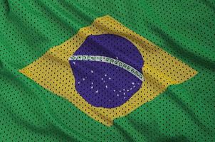 Brasilien-Flagge gedruckt auf einem Polyester-Nylon-Sportswear-Mesh-Gewebe foto