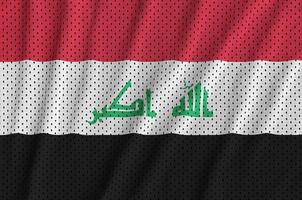 Irak-Flagge gedruckt auf einem Polyester-Nylon-Sportswear-Mesh-Gewebe mit Wi foto