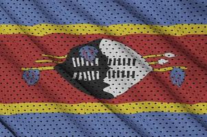 Swasiland-Flagge gedruckt auf einem Polyester-Nylon-Sportswear-Mesh-Gewebe foto