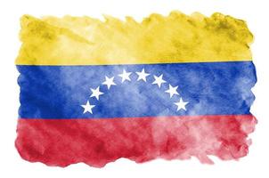 Venezuela-Flagge ist in flüssigem Aquarellstil isoliert auf weißem Hintergrund dargestellt foto