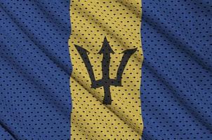 Barbados-Flagge gedruckt auf einem Polyester-Nylon-Sportswear-Mesh-Stoff foto