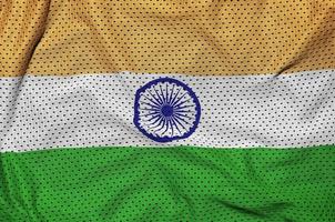 Indien-Flagge gedruckt auf einem Polyester-Nylon-Sportswear-Mesh-Gewebe m foto