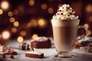 3D-Darstellung von Lebkuchen Latte mit Schlagsahne und Streuseln foto