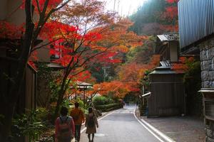 kurama, präfektur kyoto, kansai, japan - 21. november 2019 - herbstszene in kibune auf dem berg kurama foto