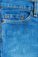 Blue Denim Jeans Tasche Textur Hintergrund Nahaufnahme foto