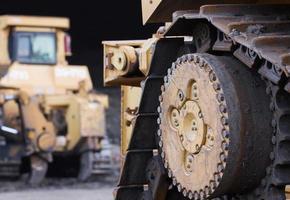 Bulldozer auf der Baustelle schließen foto