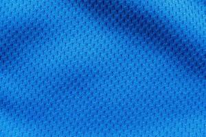 blaue sportbekleidung stoff fußballtrikot trikot textur nahaufnahme foto