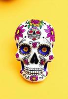 dia de los muertos traditioneller calavera-zuckerschädel verziert mit blumen am tag der toten illustration foto