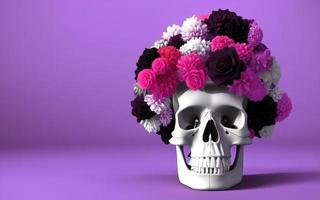 schädel mit blumen gruselig kreativ für dia de los muertos tag der toten halloween foto