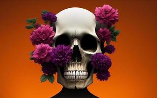 schädel mit blumen gruselig kreativ für dia de los muertos tag der toten halloween foto