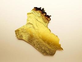 irak karte goldene metallfarbe höhe kartenhintergrund 3d illustration foto