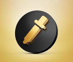 gold dropper oder picker 3d schwarzes symbol isoliert hintergrund 3d illustration. foto