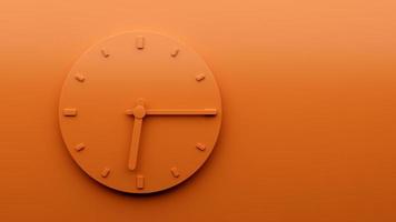 minimal orange uhr 6 15 viertel nach sechs uhr abstrakt minimalistisch wanduhr sechs fünfzehn 3d illustration foto