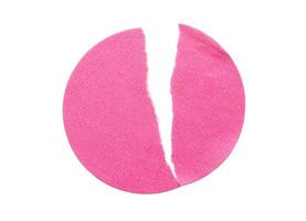leeres rosa rundes selbstklebendes papieraufkleberetikett lokalisiert auf weißem hintergrund foto