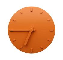 minimal orange uhr 6 45 uhr viertel vor sieben abstrakte minimalistische wanduhr 3d illustration foto