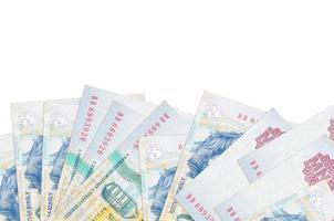 1000 ungarische Forint-Scheine liegen auf der Unterseite des Bildschirms isoliert auf weißem Hintergrund mit Kopierraum. Hintergrund-Banner-Vorlage foto