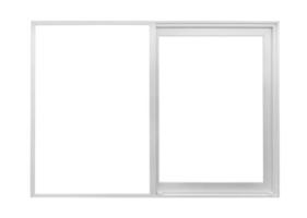 echter moderner Hausfensterrahmen lokalisiert auf weißem Hintergrund foto
