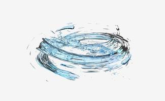 3D-Whirlpool klares blaues Wasser herum verstreut, Spritzwasser transparent, isoliert auf weißem Hintergrund. 3D-Darstellung foto