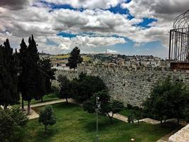 Blick auf die Mauern von Jerusalem foto