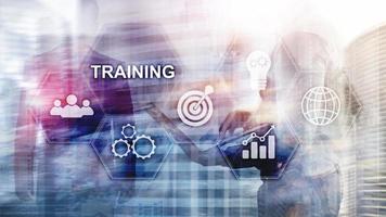 Business-Training-Konzept. Schulungswebinar E-Learning. Finanztechnologie und Kommunikationskonzept. foto