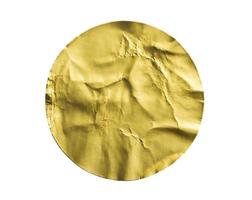 leeres goldenes rundes klebepapier metallisches aufkleberetikett lokalisiert auf weißem hintergrund foto