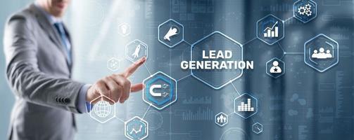 Lead-Generierung. Finden und Identifizieren von Kunden für Ihre geschäftlichen Produkte oder Dienstleistungen foto