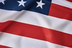Hintergrund der amerikanischen Flagge. Usa-Flaggenschwenken, Nahaufnahme foto
