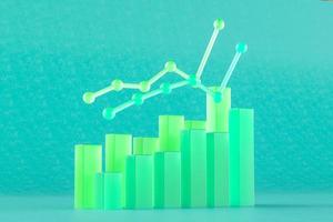 3D-Darstellung. zwei Finanzdiagrammbalken mit Linien. foto