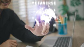 Metaverse virtuelle Technologie. weltweites Geschäft. Megatrends im Internet für Telekommunikation, Finanzen und Internet der Dinge foto