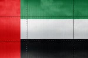 3D-Flagge der Vereinigten Arabischen Emirate auf Metall foto