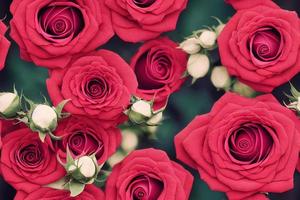 Nahtloses Muster aus roten Rosen. romantischer floraler wiederholbarer Hintergrund, Hintergrund, Tapete. 3D-Darstellung. foto