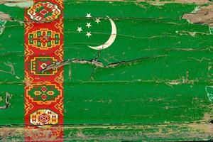 3D-Flagge von Turkmenistan auf Holz foto