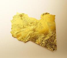 libyen karte goldene metallfarbe höhe kartenhintergrund 3d illustration foto