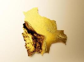 bolivien karte goldene metallfarbe höhe kartenhintergrund 3d illustration foto