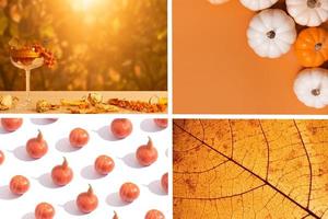 Herbstcollage mit Orangetönen. Herbstkonzept foto