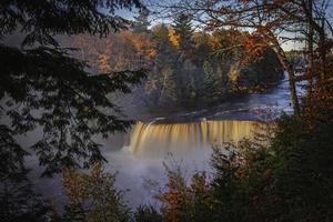Wasserfall umgeben von Bäumen foto