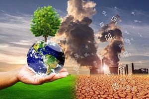 CO2-neutrales Reduktionskonzept zur Verhinderung der globalen Erwärmung. reduzierung der treibhausgasemissionen co2 staffelei. umweltfreundlich. Verbesserung der Energieeffizienz. Kohlenstoffneutral. foto