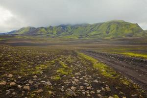Berühmter isländischer Wanderknoten landmannalaugar bunte Gebirgslandschaftsansicht, Island