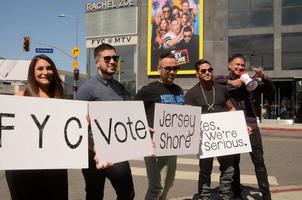 los angeles - juni 15 - deena nicole cortese, vinny guadagnino, mike the situation, ronnie ortiz-magro, pauly d at the jersey shore fyc cast photo call at the melrose avenue am 15. juni 2018 in west hollywood, ca foto