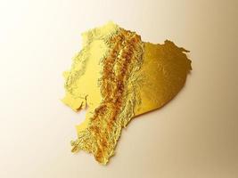 ecuador karte goldene metallfarbe höhe kartenhintergrund 3d illustration foto