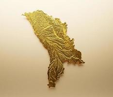 moldau karte goldene metallfarbe höhe kartenhintergrund 3d illustration foto